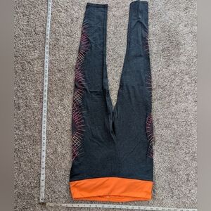 SO Women's Leggings - Dark Gray with Orange and Pink Accents